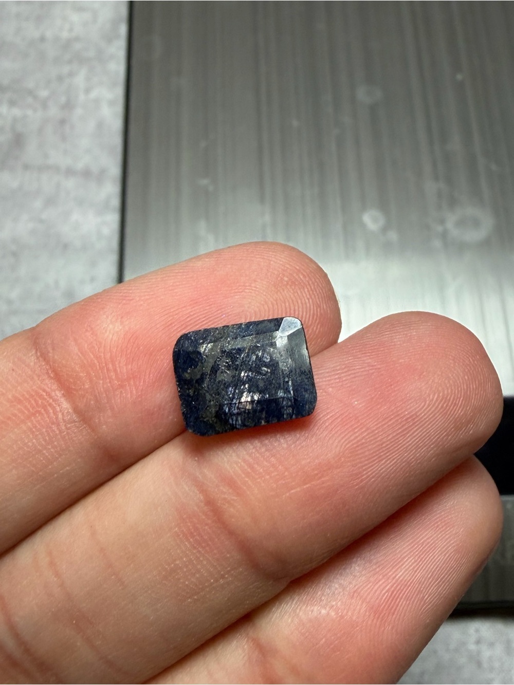 Emerald Cut Faceted Natural Blue Sapphire 5 Carats